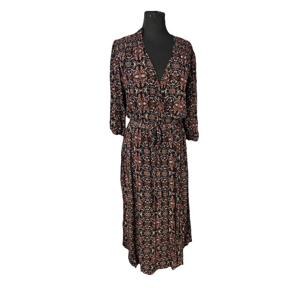 Knox Rose V-Neck Maxi Wrap Dress Size XL Prairie Boho Very Soft-Rayon‎